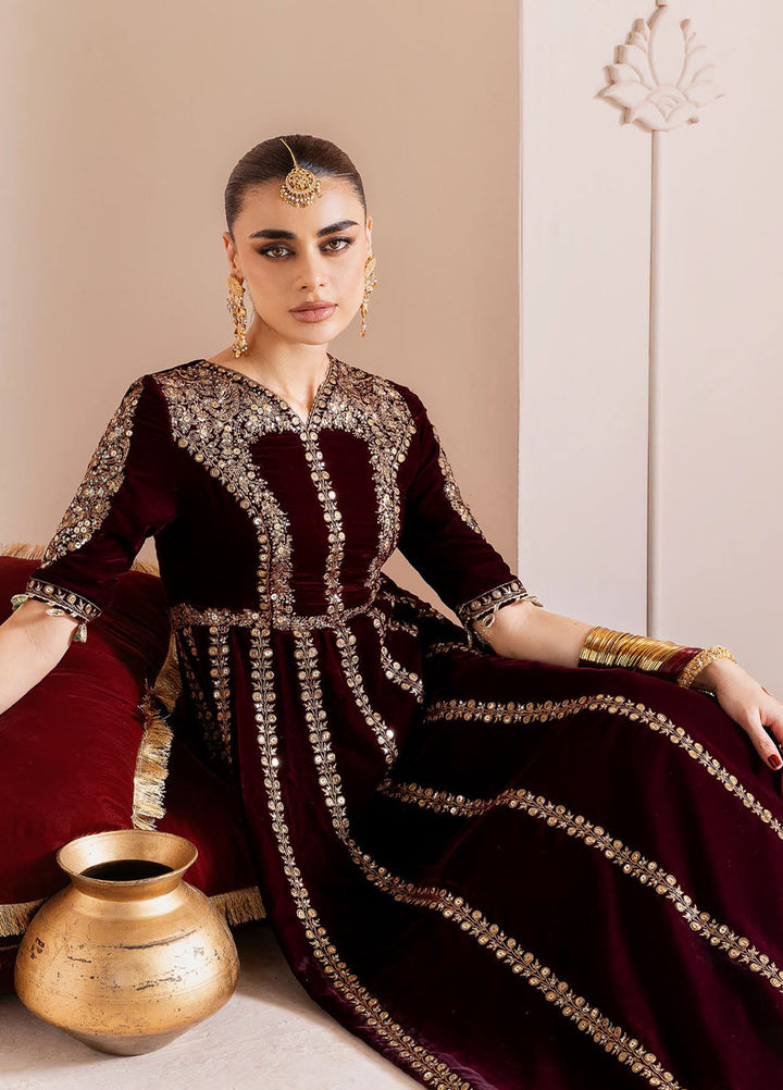 Jazmin Embroidered Velvet Suits Unstitched 3 Piece JZ25CU Cvf D-12 Gulmira - Formals Collection