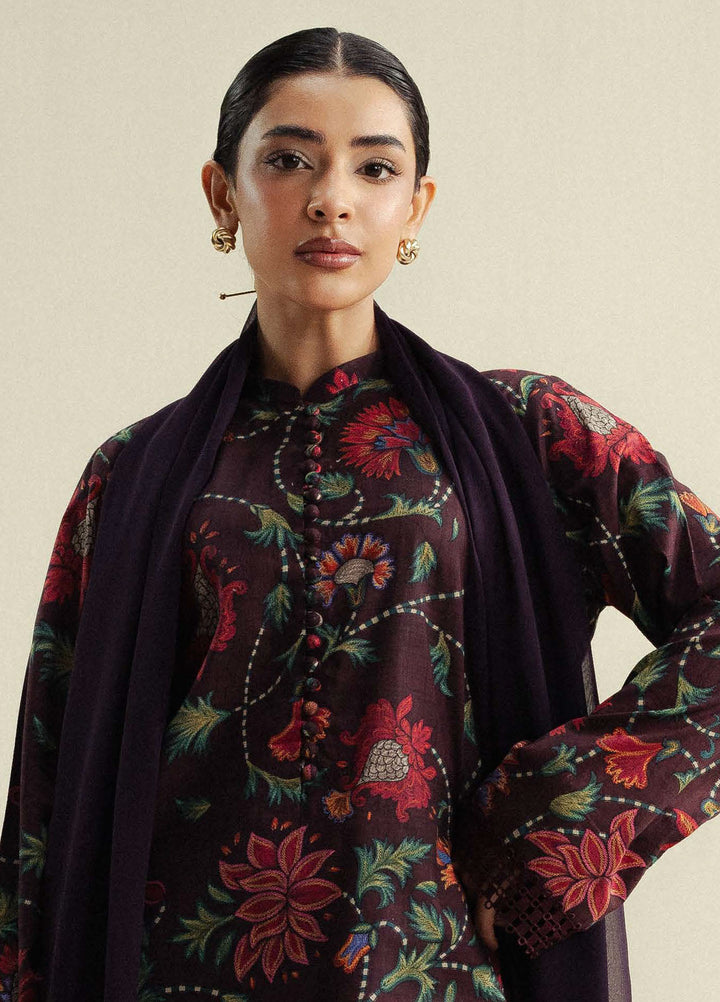 Coco by Zara Shahjahan Printed Slub Cotton Suits Unstitched 3 Piece CZS25PU D-01 A Meadow - Winter Collection