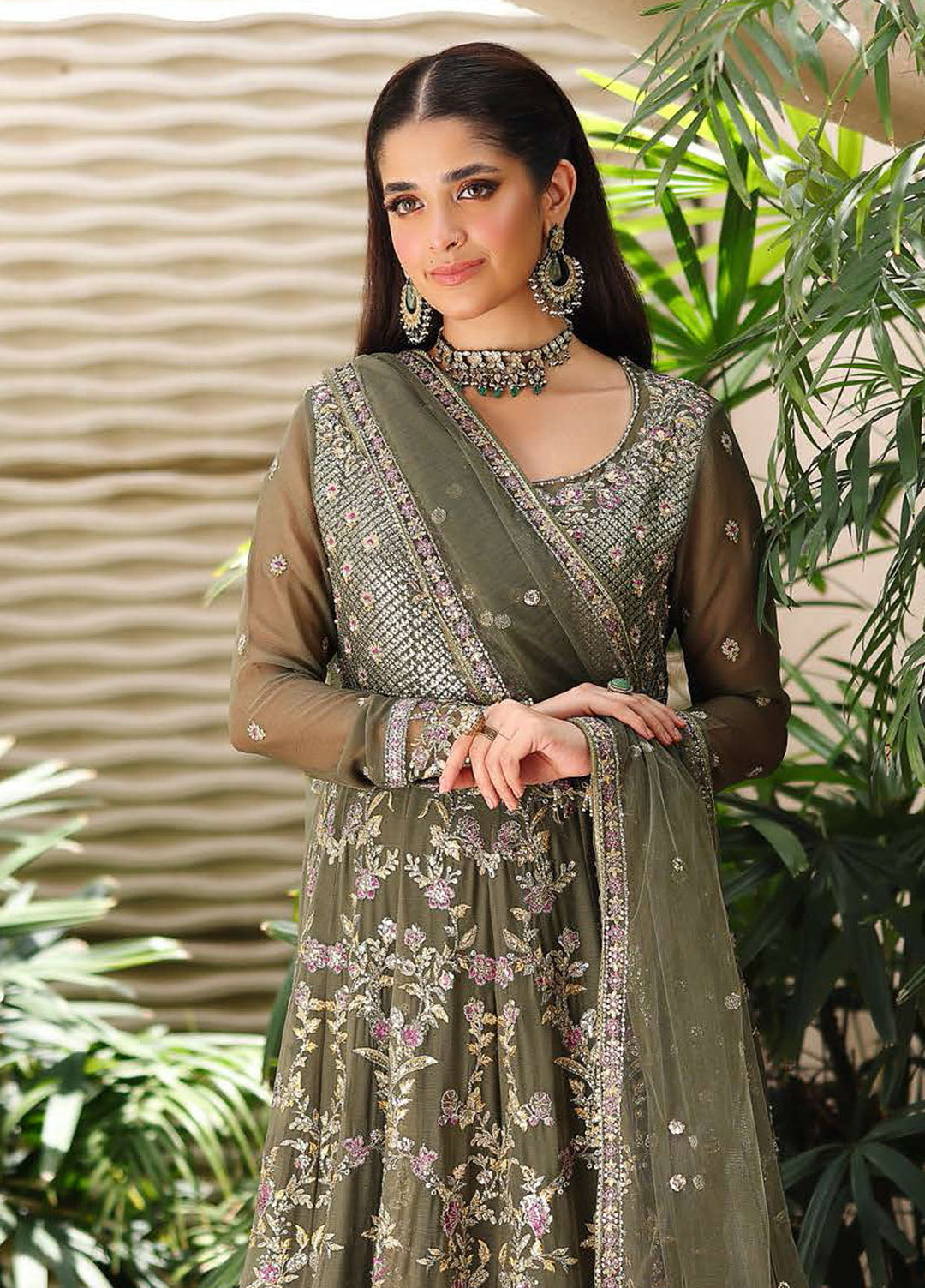 Roheenaz Embroidered Chiffon Suits Unstitched 4 Piece RNZ25AL RN-104 Mehwar - Formals Collection