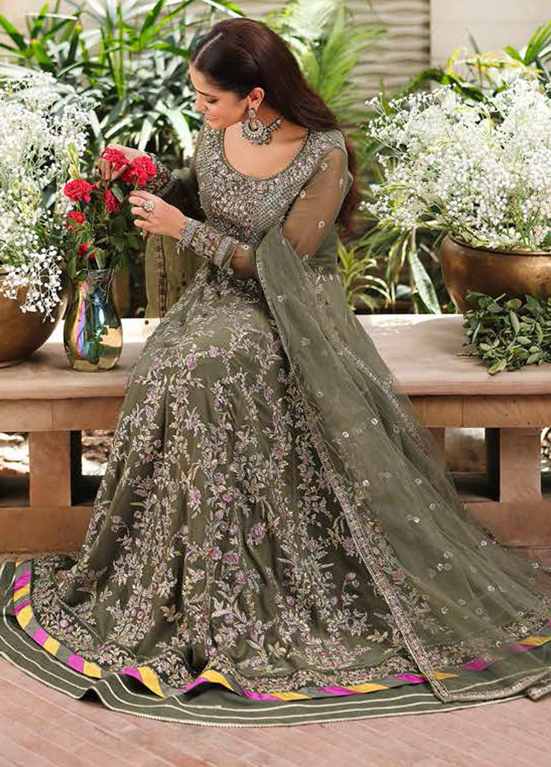 Roheenaz Embroidered Chiffon Suits Unstitched 4 Piece RNZ25AL RN-104 Mehwar - Formals Collection