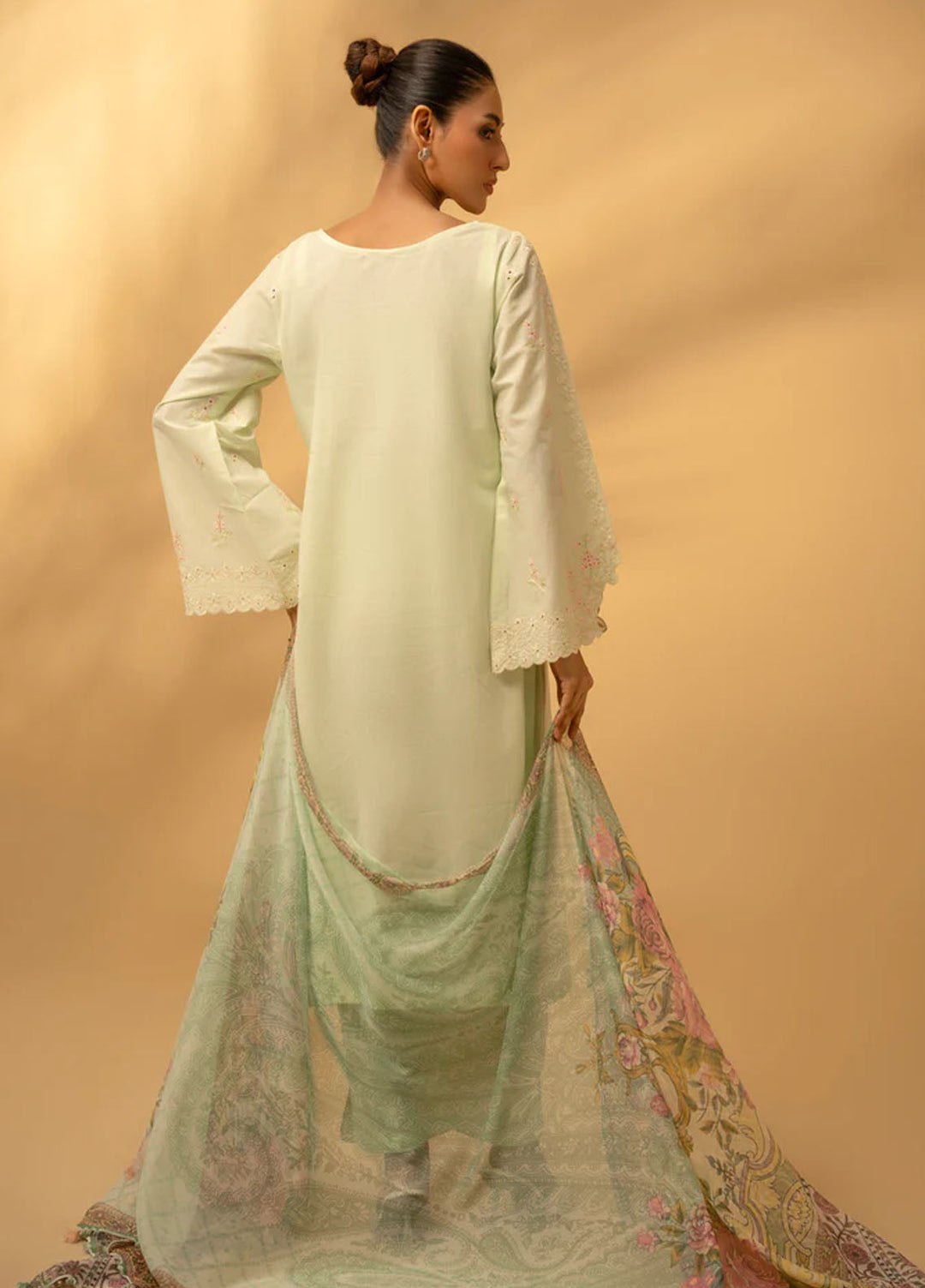 Zouj Chikankari Lawn Suits Unstitched 3 Piece ZJ25CL D-01 Pistachio Essence - Summer Collection