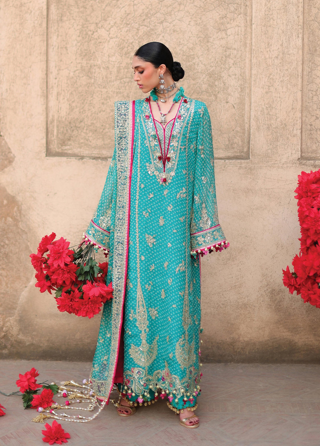 Neoma by Republic WomensWear Unstitched Embroidered Chiffon 3 Piece Suit RW26UNW D-01 MEHR - Wedding Collection