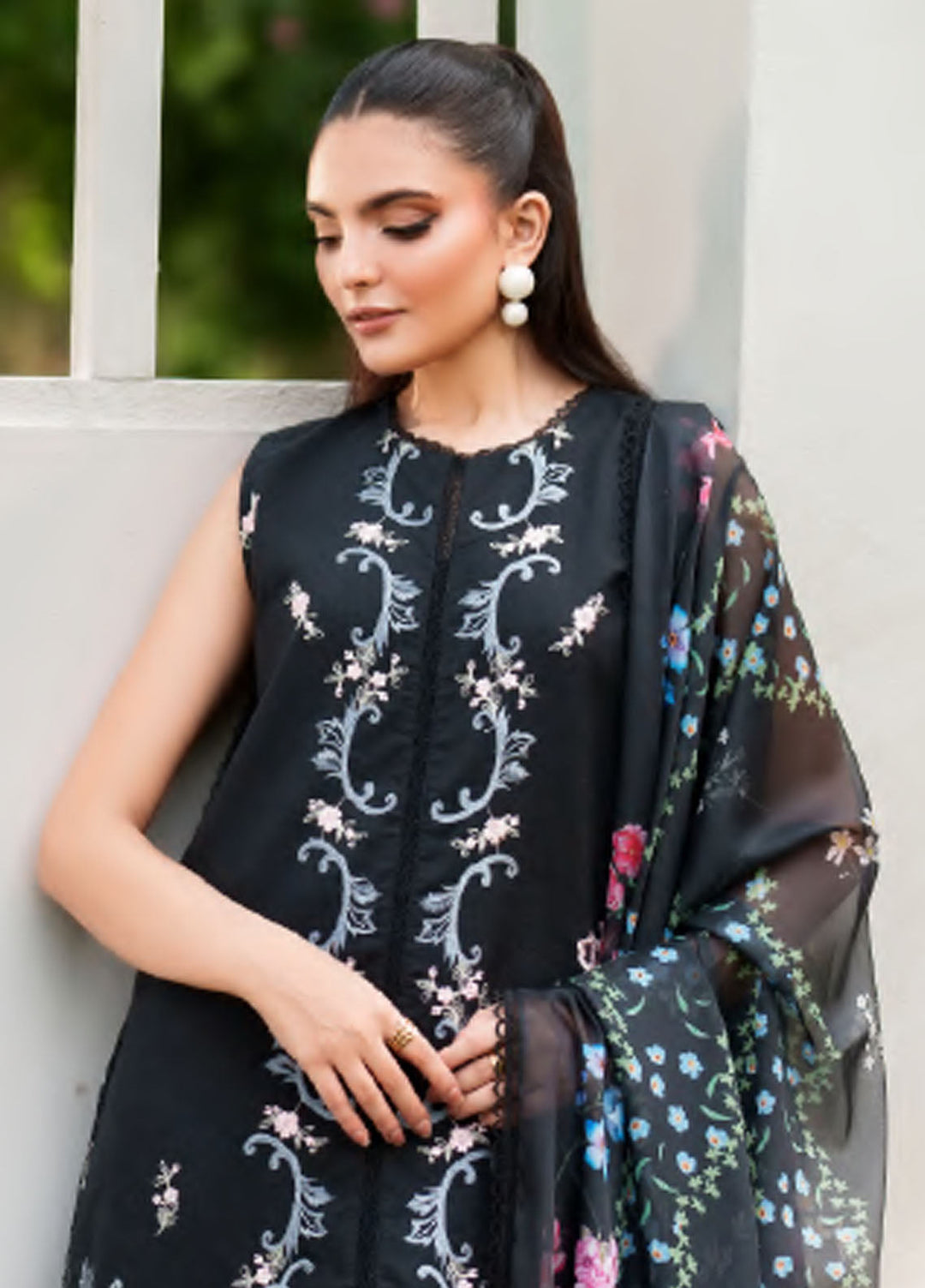 Eden by Asifa Nabeel Embroidered Cambric Suits Unstitched 3 Piece AN25ED ECC-02 Ink Blossom - Winter Collection