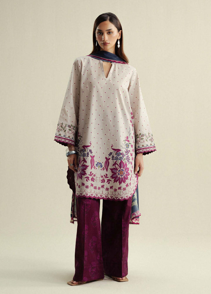 Coco by Zara Shahjahan Printed Slub Cotton Suits Unstitched 3 Piece CZS25PU D-02 A Muse - Winter Collection