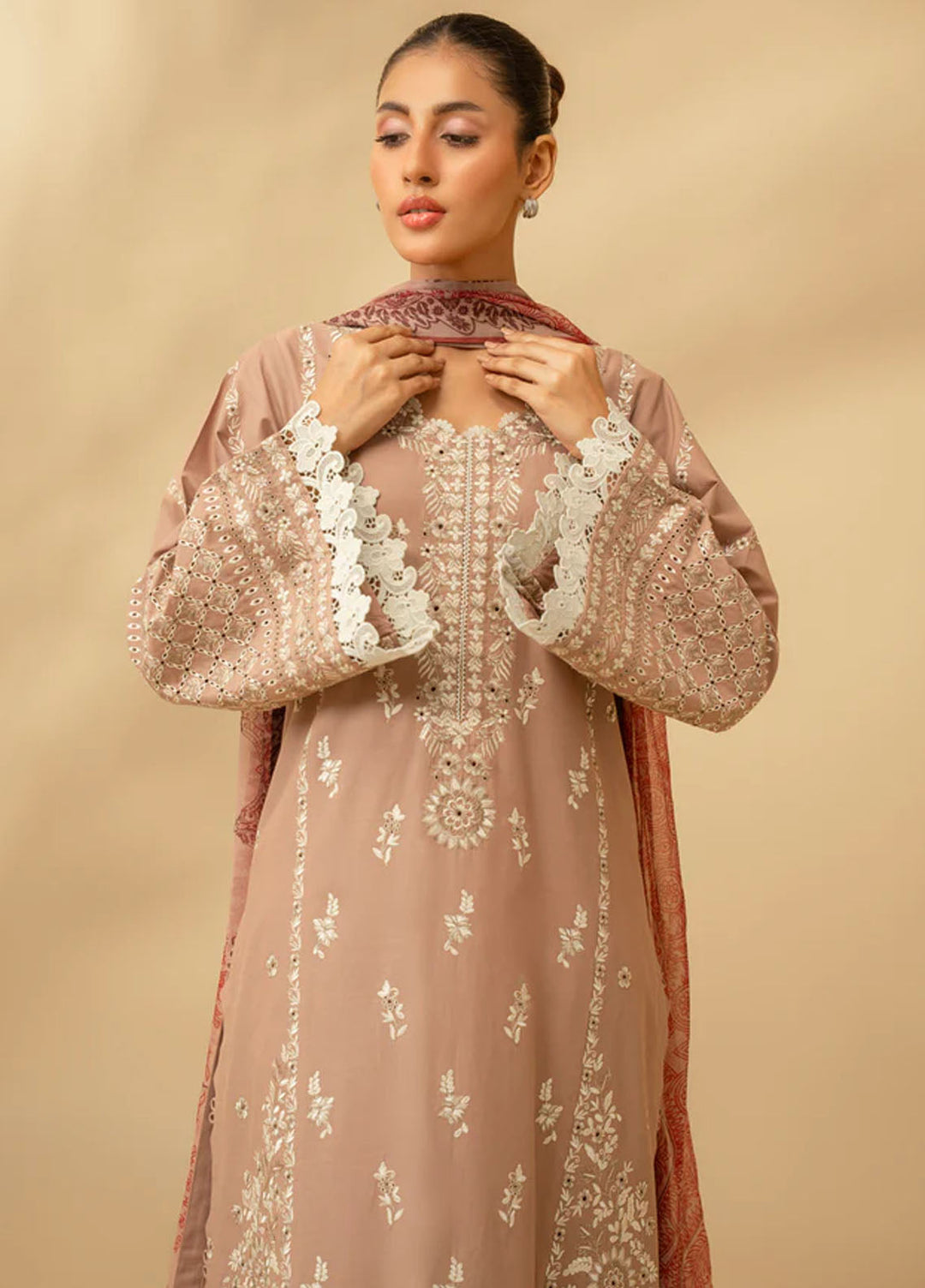 Zouj Chikankari Lawn Suits Unstitched 3 Piece ZJ25CL D-02 Desert Bloom - Summer Collection