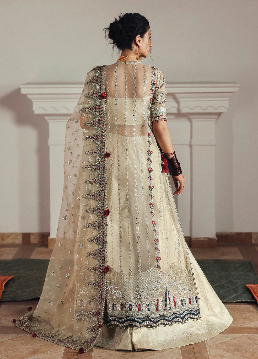 Afrozeh Embroidered Organza Suits Unstitched 3 Piece AF25SA D-02 Shahnaz - Wedding Collection