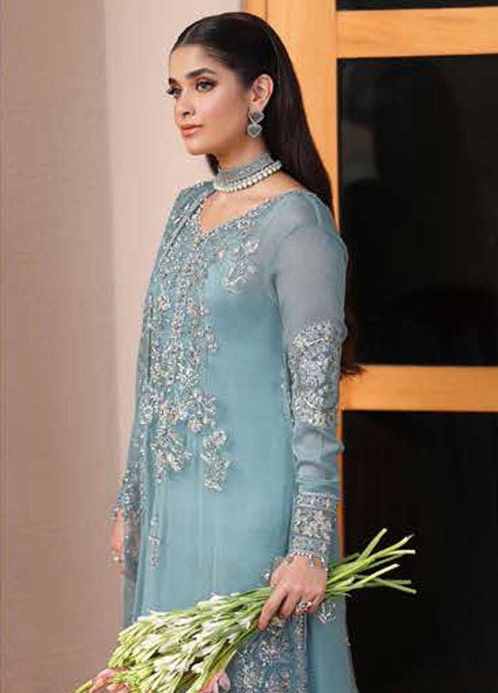 Roheenaz Embroidered Chiffon Suits Unstitched 4 Piece RNZ25AL RN-106 Wafa - Formals Collection