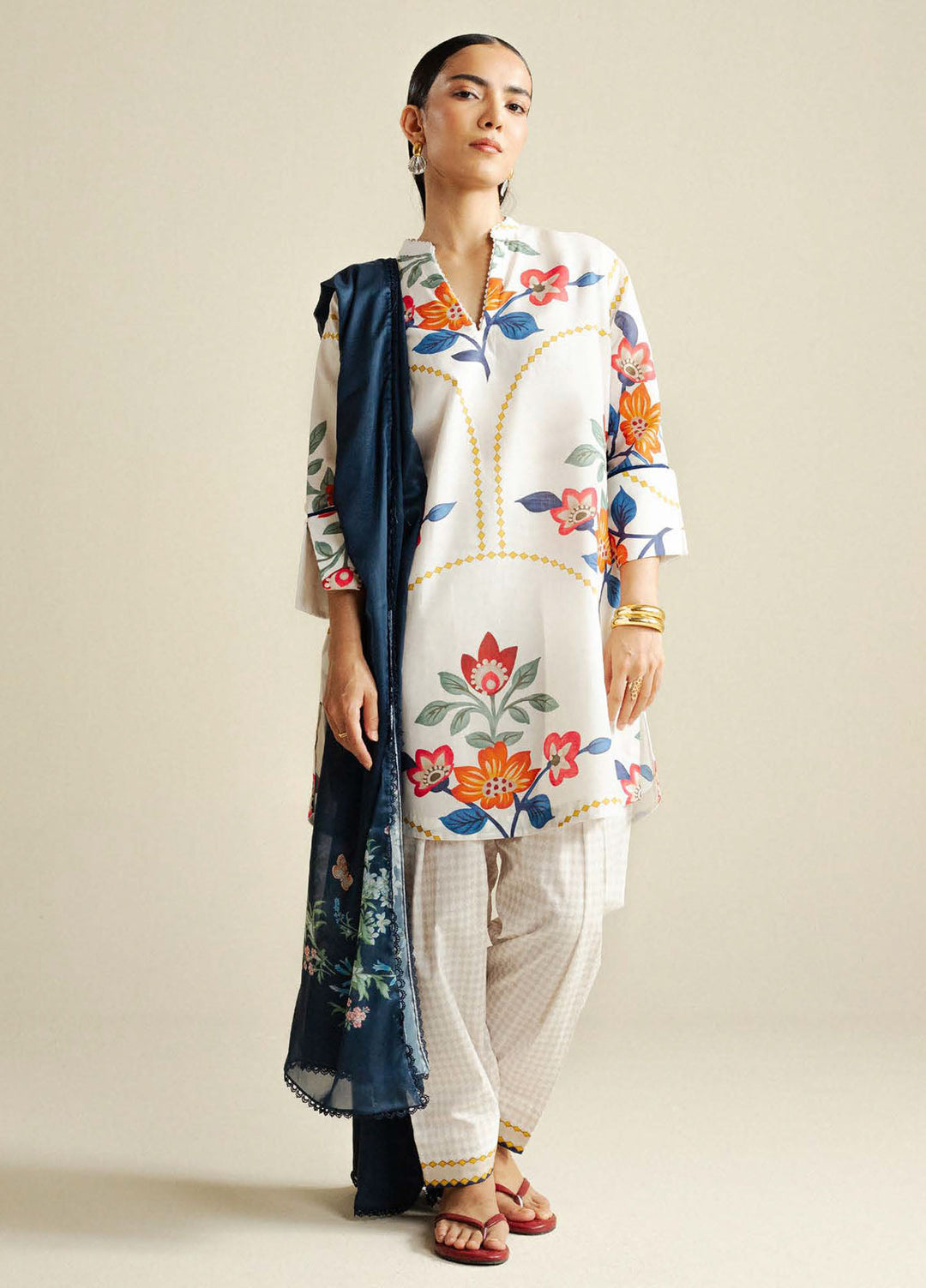 Coco by Zara Shahjahan Printed Slub Cotton Suits Unstitched 3 Piece CZS25PU D-03 A Loom - Winter Collection