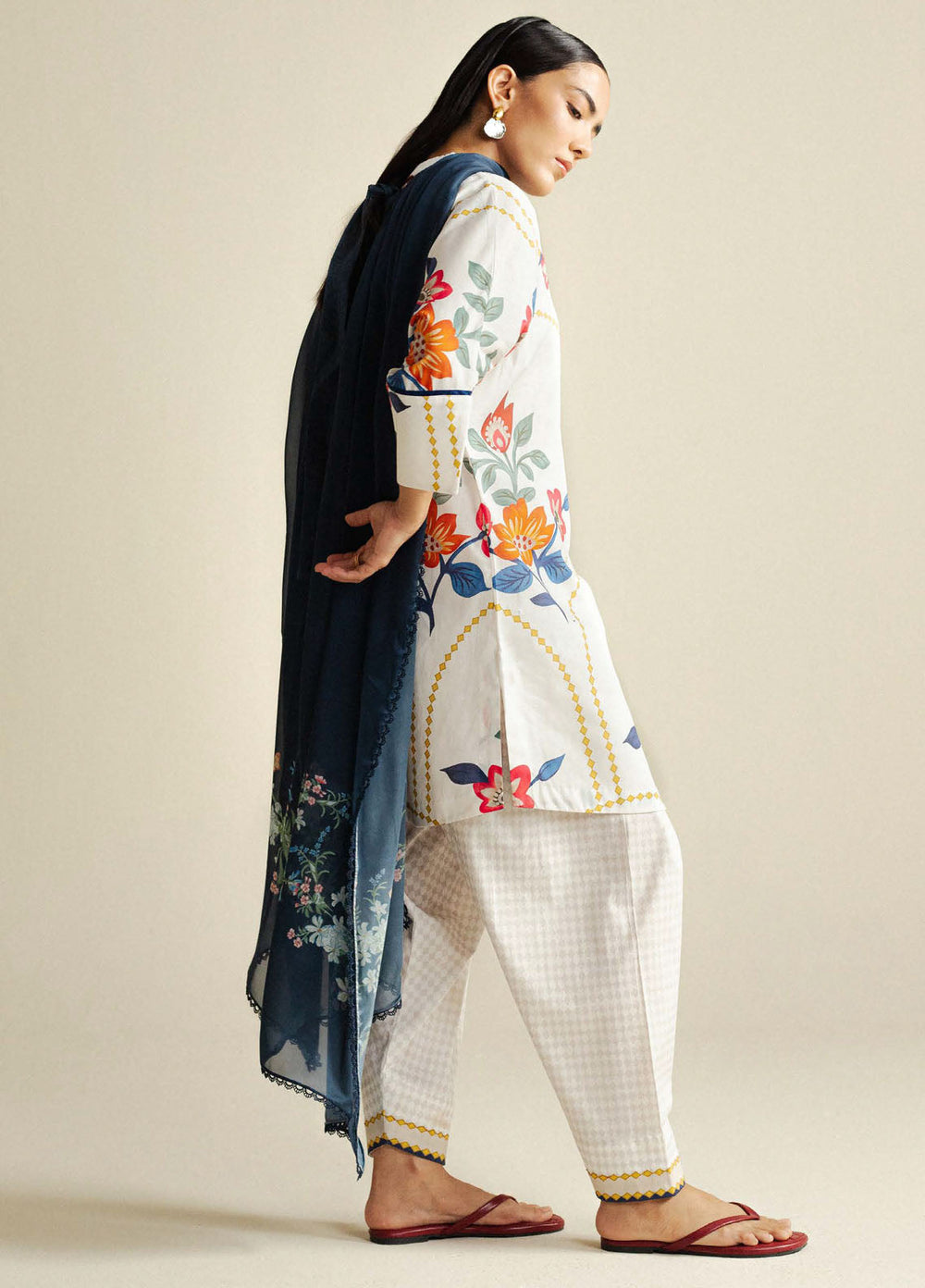 Coco by Zara Shahjahan Printed Slub Cotton Suits Unstitched 3 Piece CZS25PU D-03 A Loom - Winter Collection