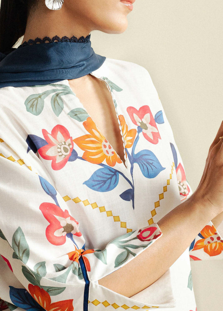 Coco by Zara Shahjahan Printed Slub Cotton Suits Unstitched 3 Piece CZS25PU D-03 A Loom - Winter Collection