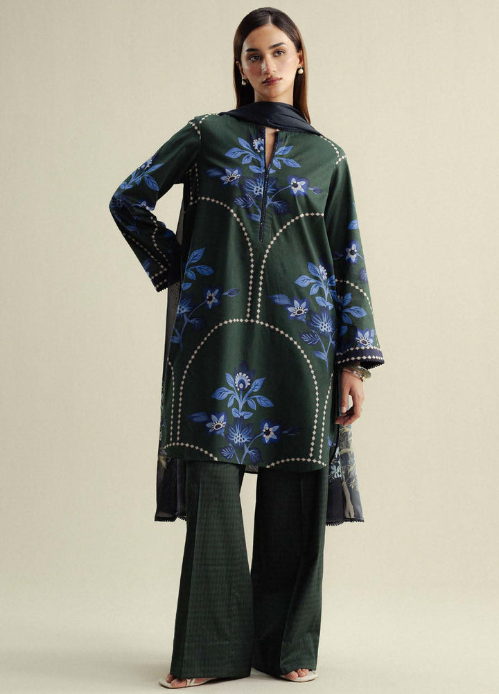 Coco by Zara Shahjahan Printed Slub Cotton Suits Unstitched 3 Piece CZS25PU D-03 B Loom - Winter Collection