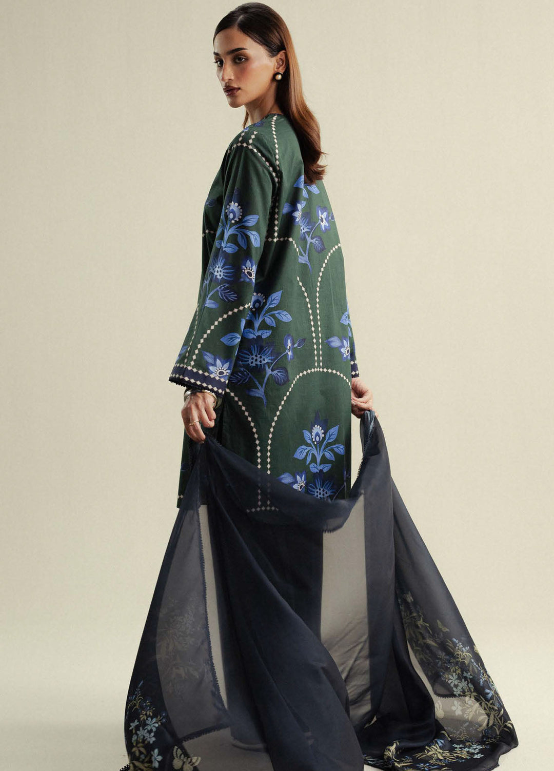 Coco by Zara Shahjahan Printed Slub Cotton Suits Unstitched 3 Piece CZS25PU D-03 B Loom - Winter Collection