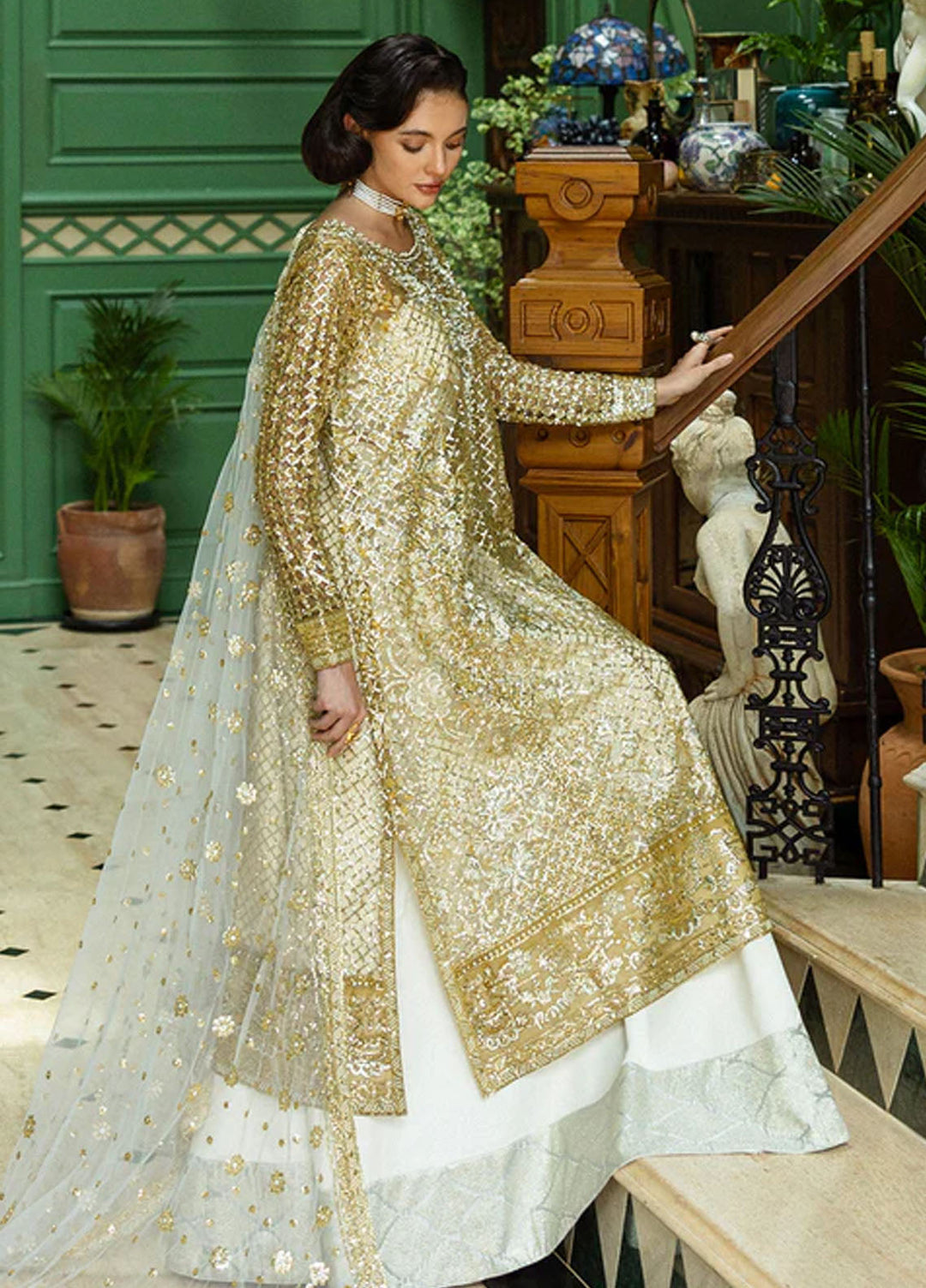 Inception by Mushq Embroidered Organza Suits Unstitched 4 Piece MQ25IW D-03 Only You - Wedding Collection