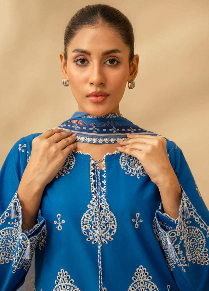 Zouj Chikankari Lawn Suits Unstitched 3 Piece ZJ25CL D-03 Sapphire Spark - Summer Collection