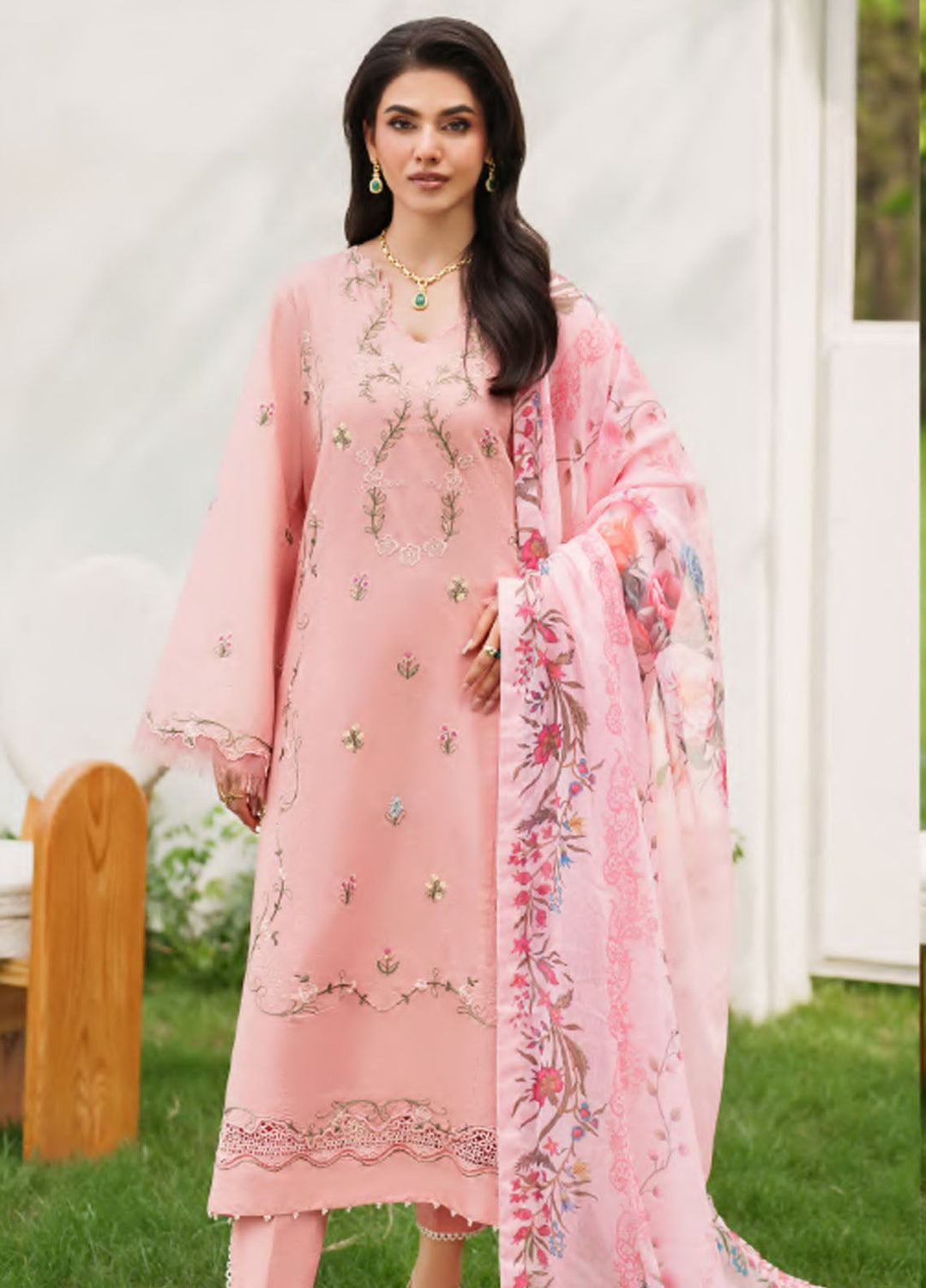 Eden by Asifa Nabeel Embroidered Cambric Suits Unstitched 3 Piece AN25ED ECC-01 Serene Blush- Winter Collection