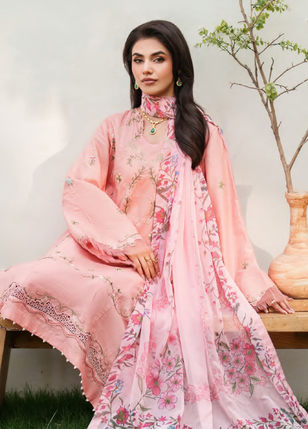Eden by Asifa Nabeel Embroidered Cambric Suits Unstitched 3 Piece AN25ED ECC-01 Serene Blush- Winter Collection