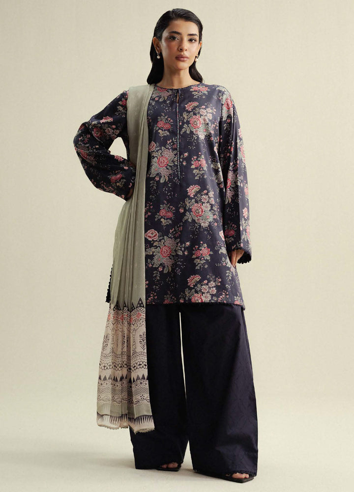 Coco by Zara Shahjahan Printed Slub Cotton Suits Unstitched 3 Piece CZS25PU D-04 A Aster - Winter Collection