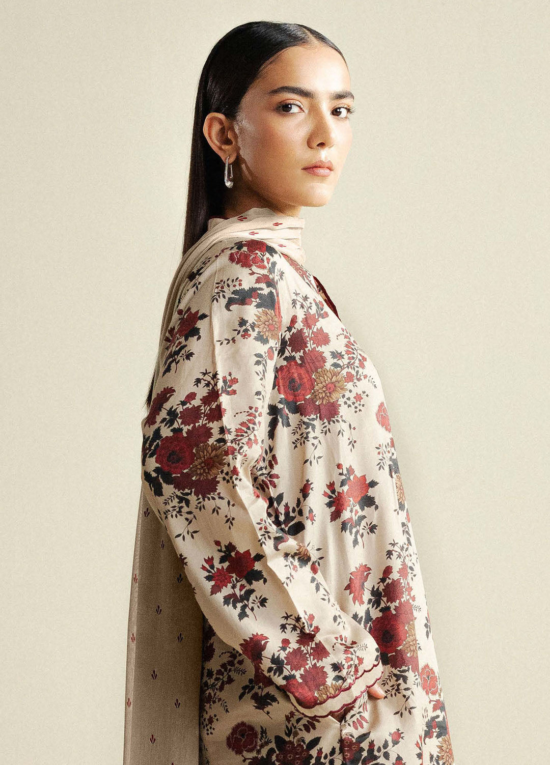 Coco by Zara Shahjahan Printed Cotton Satin Suits Unstitched 3 Piece CZS25PU D-04 B Aster - Winter Collection