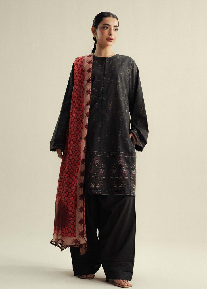 Coco by Zara Shahjahan Printed Slub Cotton Suits Unstitched 3 Piece CZS25PU D-05 A Fable - Winter Collection