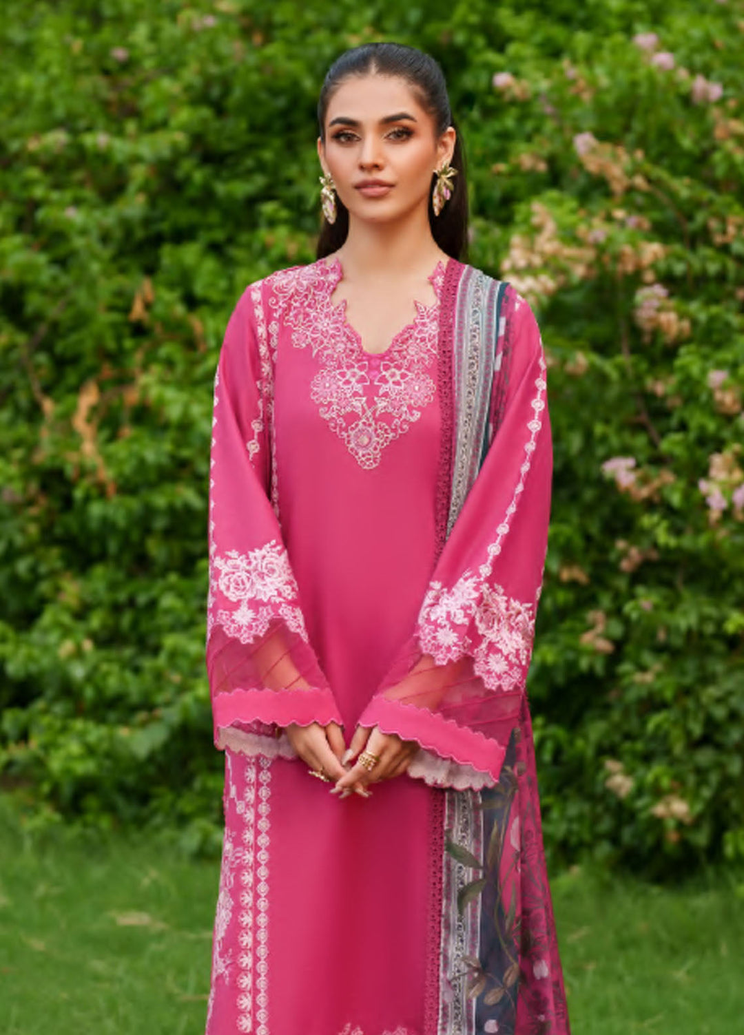 Eden by Asifa Nabeel Embroidered Cambric Suits Unstitched 3 Piece AN25ED ECC-06 Pink Reverie - Winter Collection