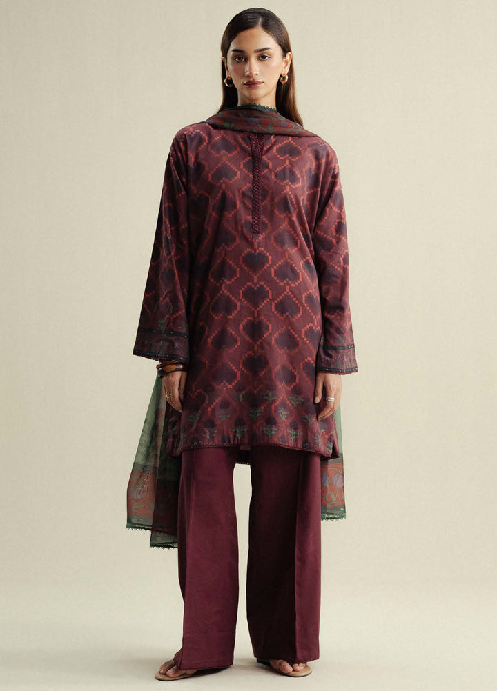 Coco by Zara Shahjahan Printed Cotton Satin Suits Unstitched 3 Piece CZS25PU D-06 B Rove - Winter Collection