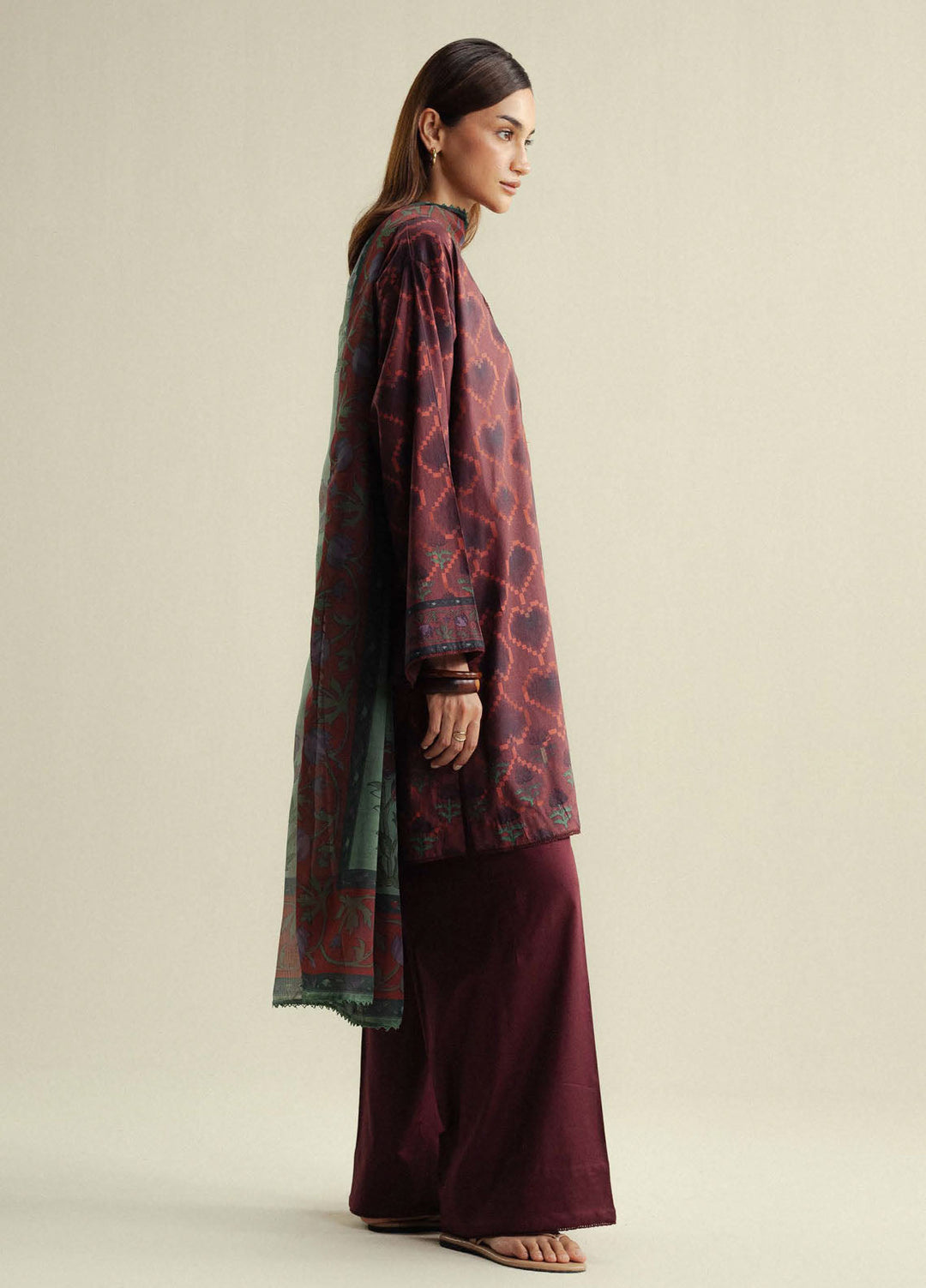 Coco by Zara Shahjahan Printed Cotton Satin Suits Unstitched 3 Piece CZS25PU D-06 B Rove - Winter Collection