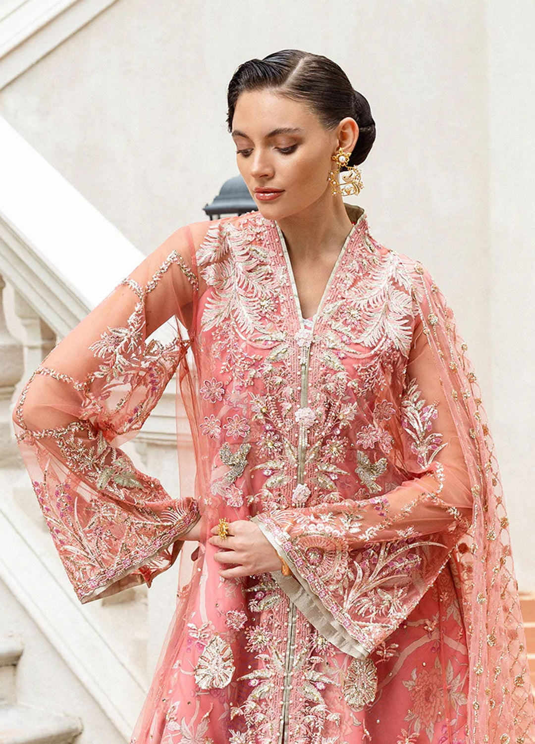Inception by Mushq Embroidered Net Suits Unstitched 4 Piece MQ25IW D-06 Wings Of Desire - Wedding Collection