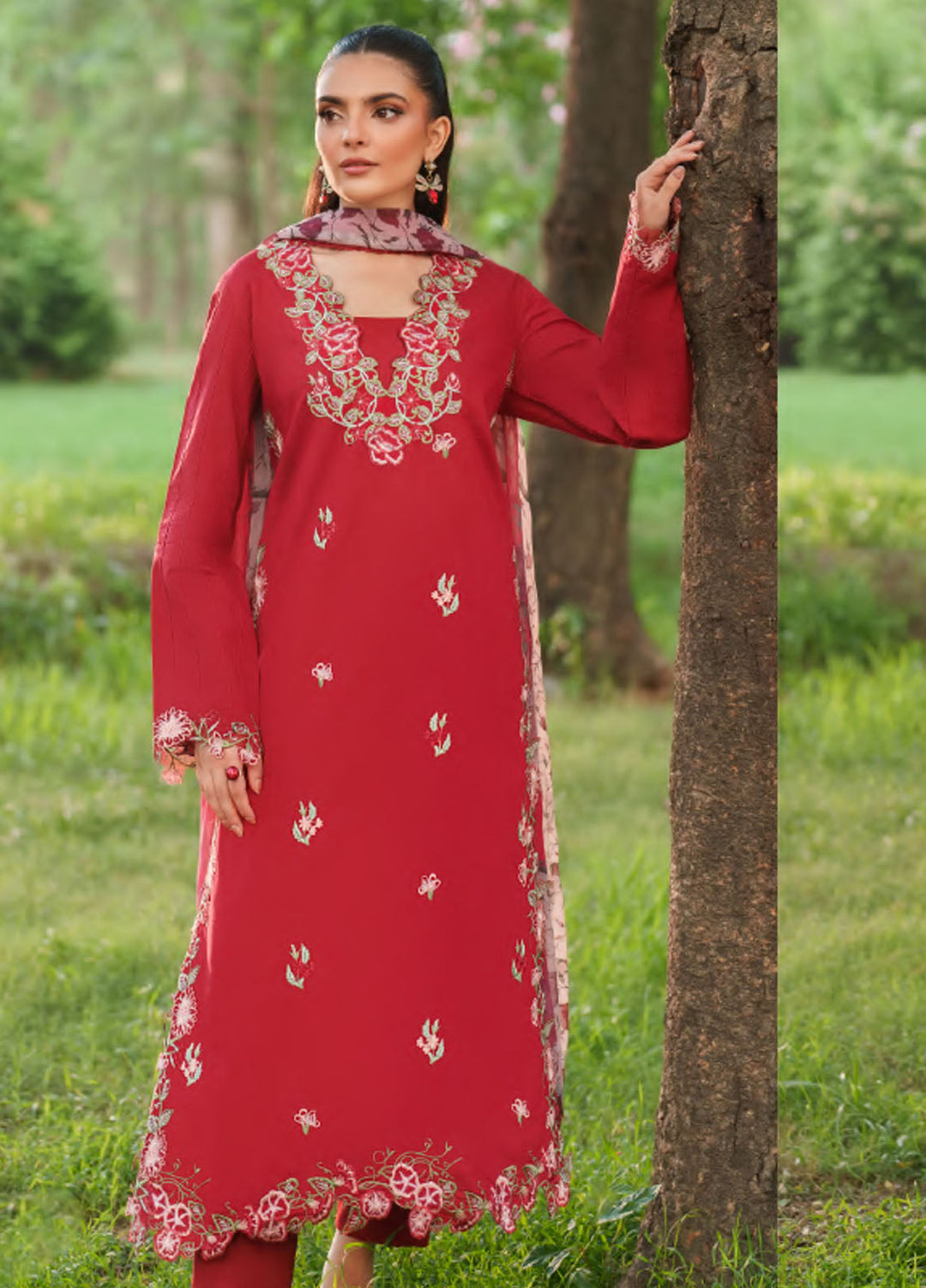Eden by Asifa Nabeel Embroidered Cambric Suits Unstitched 3 Piece AN25ED ECC-07 Rose Whisper- Winter Collection