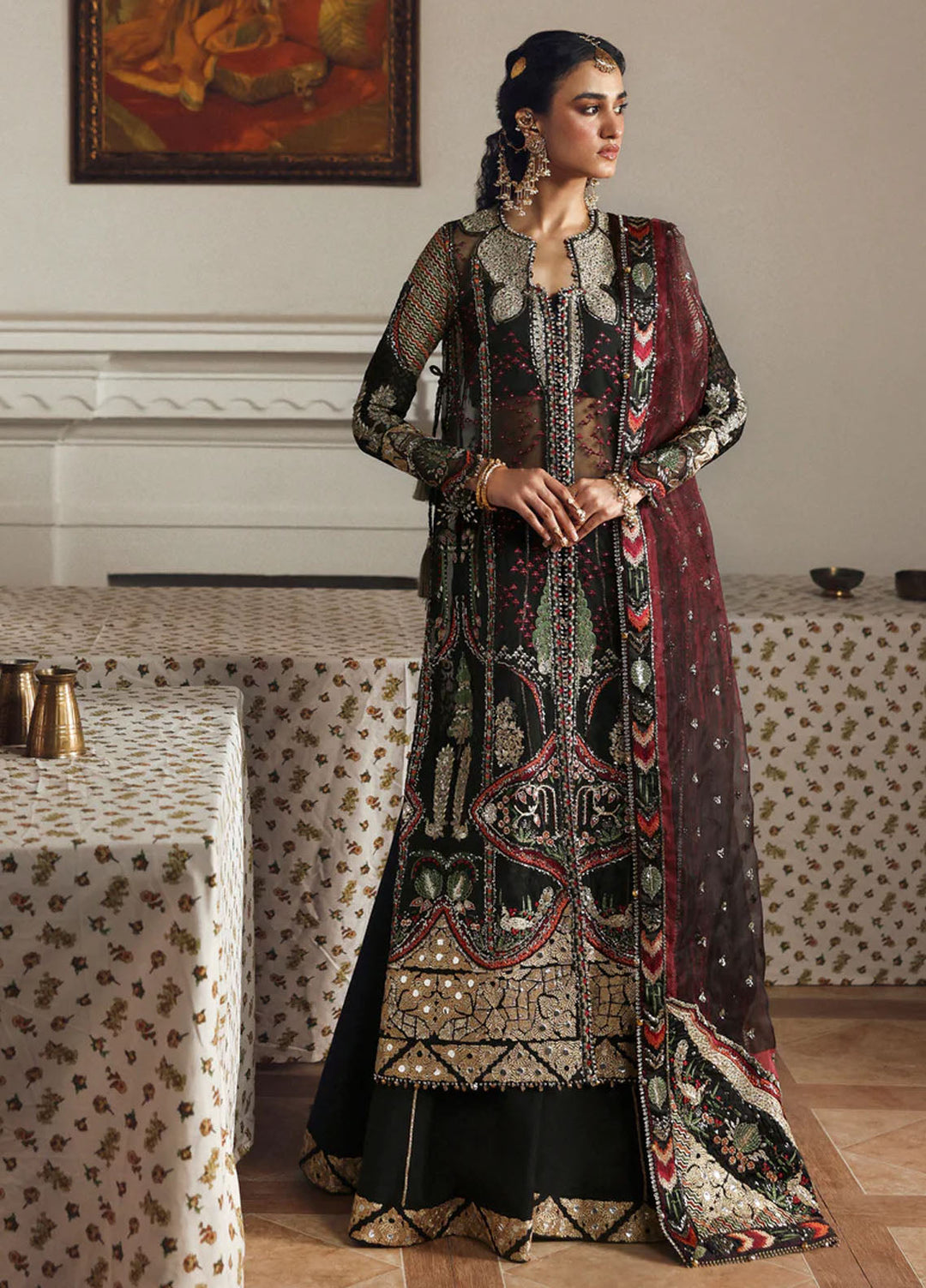 Afrozeh Embroidered Organza Suits Unstitched 3 Piece AF25SA D-08 Dhanaк - Wedding Collection