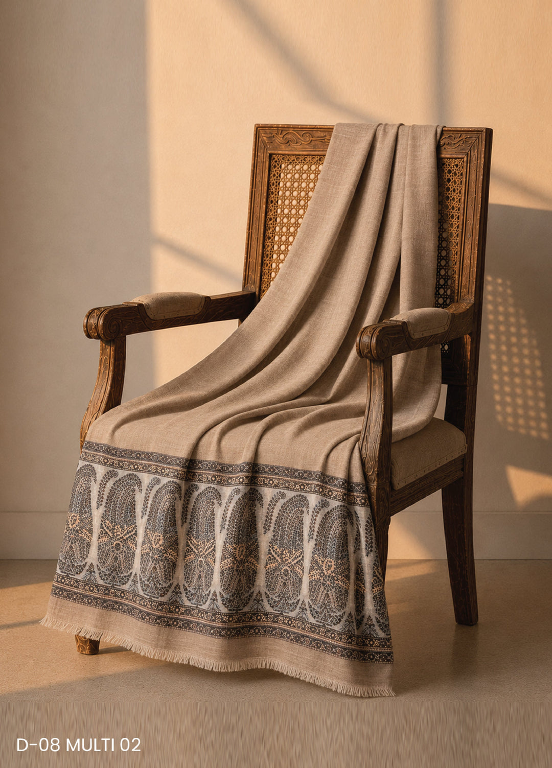 Sanaulla Exclusive Range RTW Embroidered Woven Shawl D-08 MULTI 02 - Winter Collection