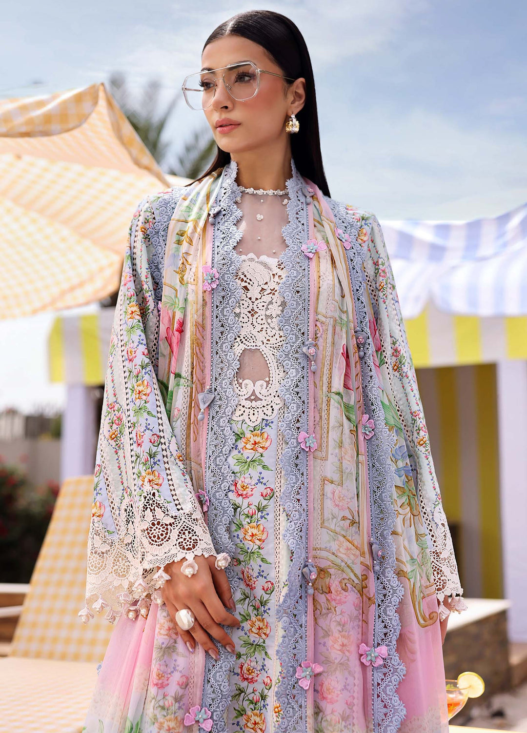 M Prints by Maria B Unstitched Printed Lawn 3 Piece Suit MB26UME 10B - Eid Collection