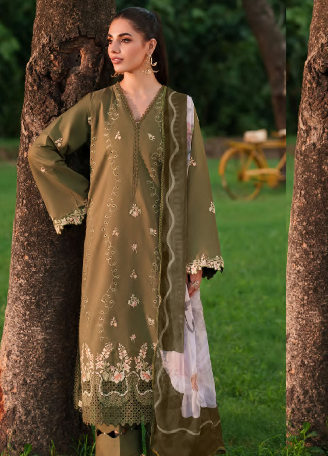 Eden by Asifa Nabeel Embroidered Cambric Suits Unstitched 3 Piece AN25ED ECC-09 Gardenia Grace- Winter Collection