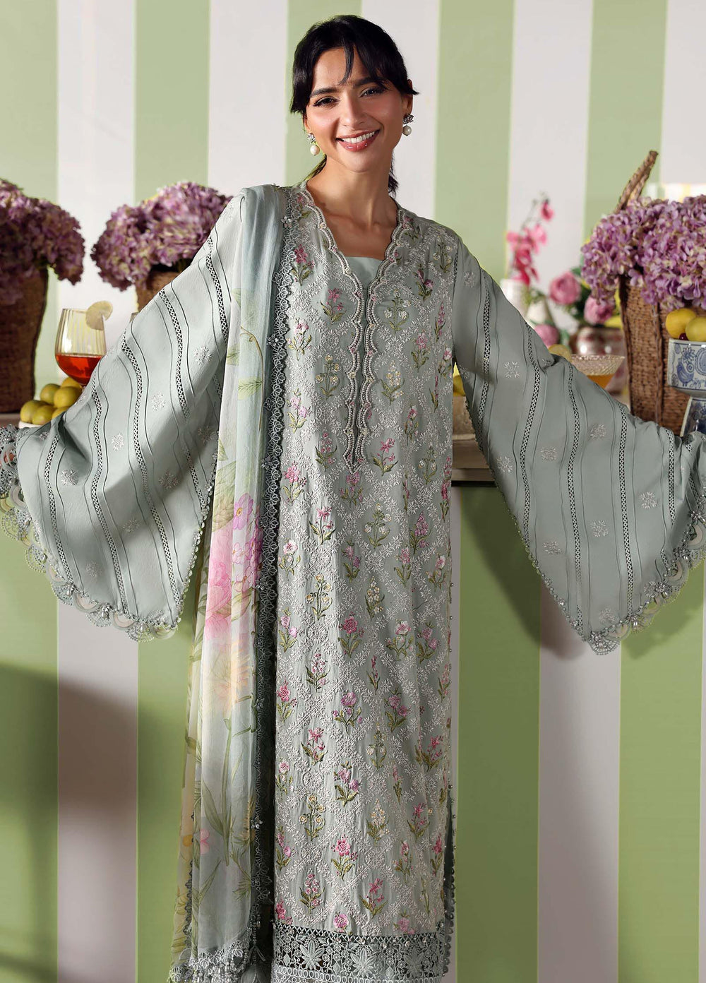 M Prints by Maria B Unstitched Embroidered Lawn 3 Piece Suit MB26UME 1B - Eid Collection