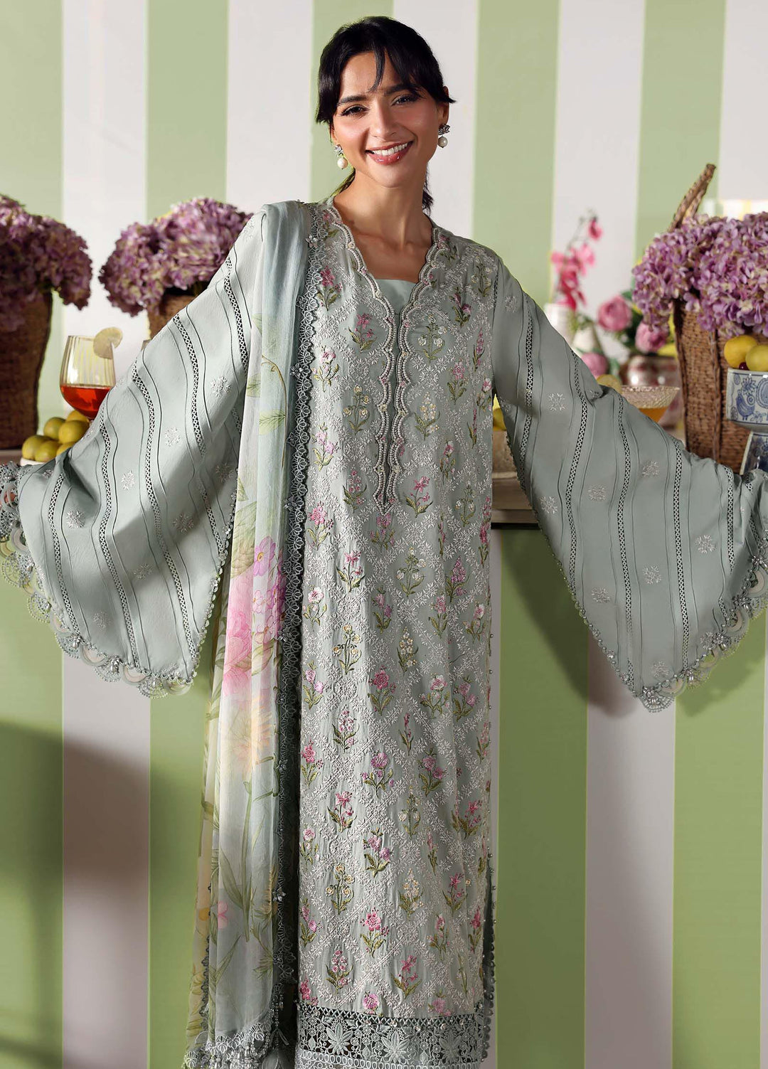 M Prints by Maria B Unstitched Embroidered Lawn 3 Piece Suit MB26UME 1B - Eid Collection