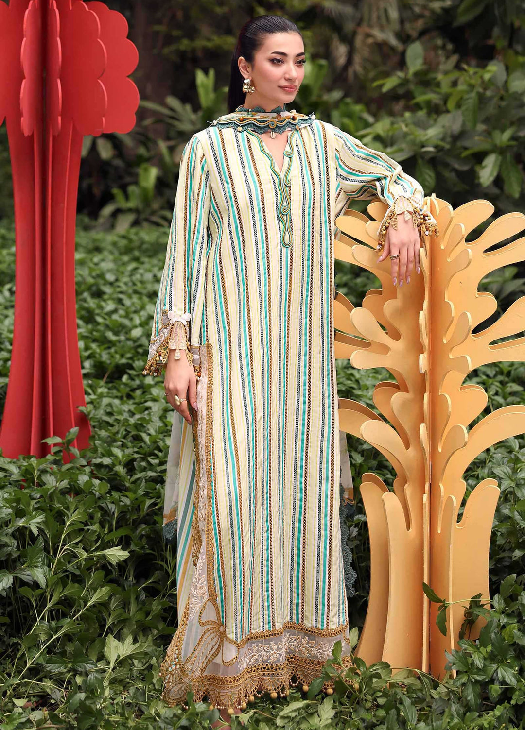 M Prints by Maria B Unstitched Printed Dobby Jacquard 3 Piece Suit MB26UME 2B - Eid Collection
