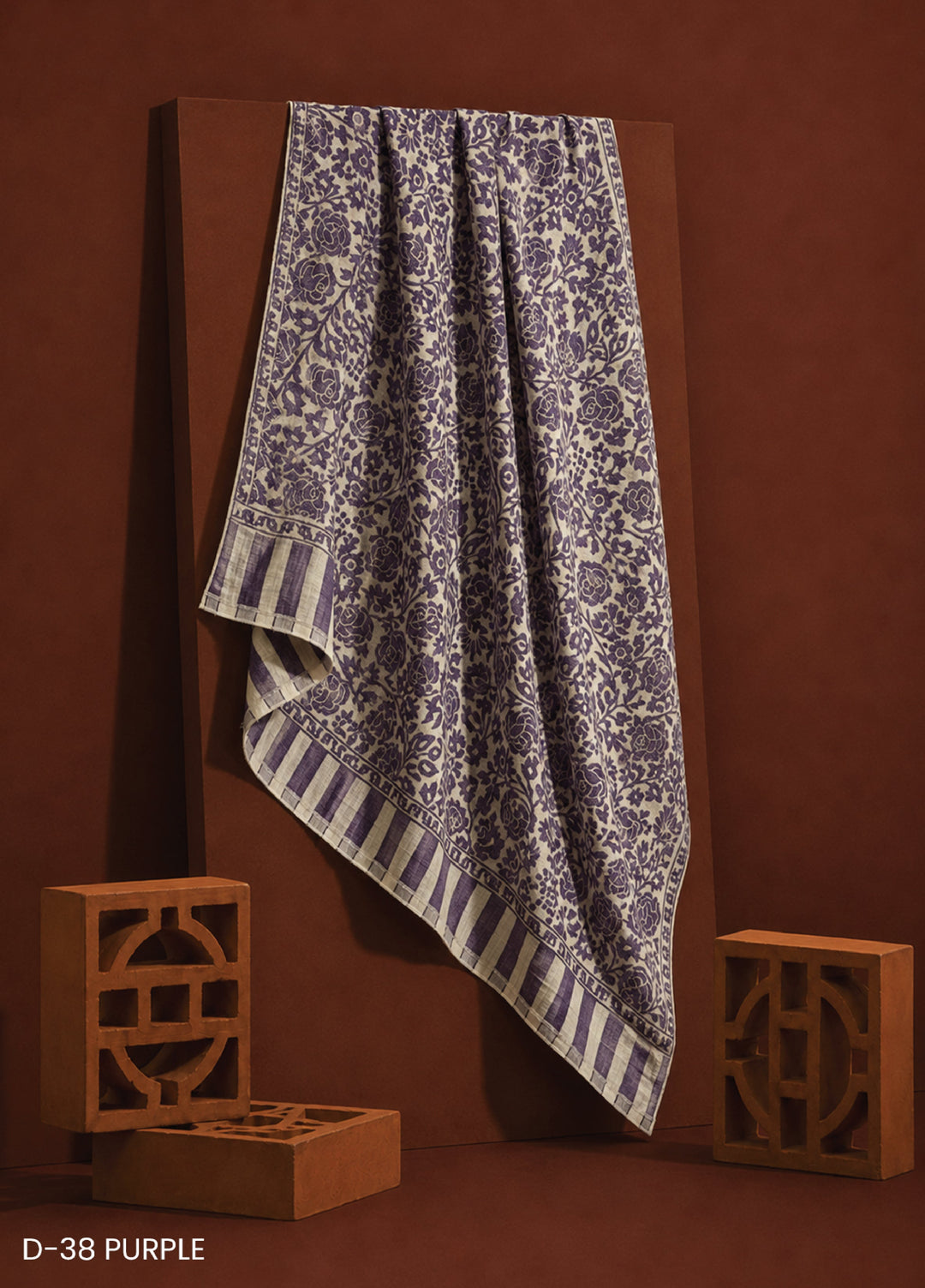 Sanaulla Exclusive Range RTW Printed Woven Shawl Suit D-38 PURPLE - Winter Collection
