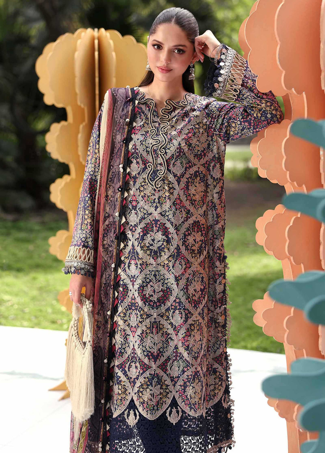 M Prints by Maria B Unstitched Embroidered Lawn 3 Piece Suit MB26UME 3B - Eid Collection