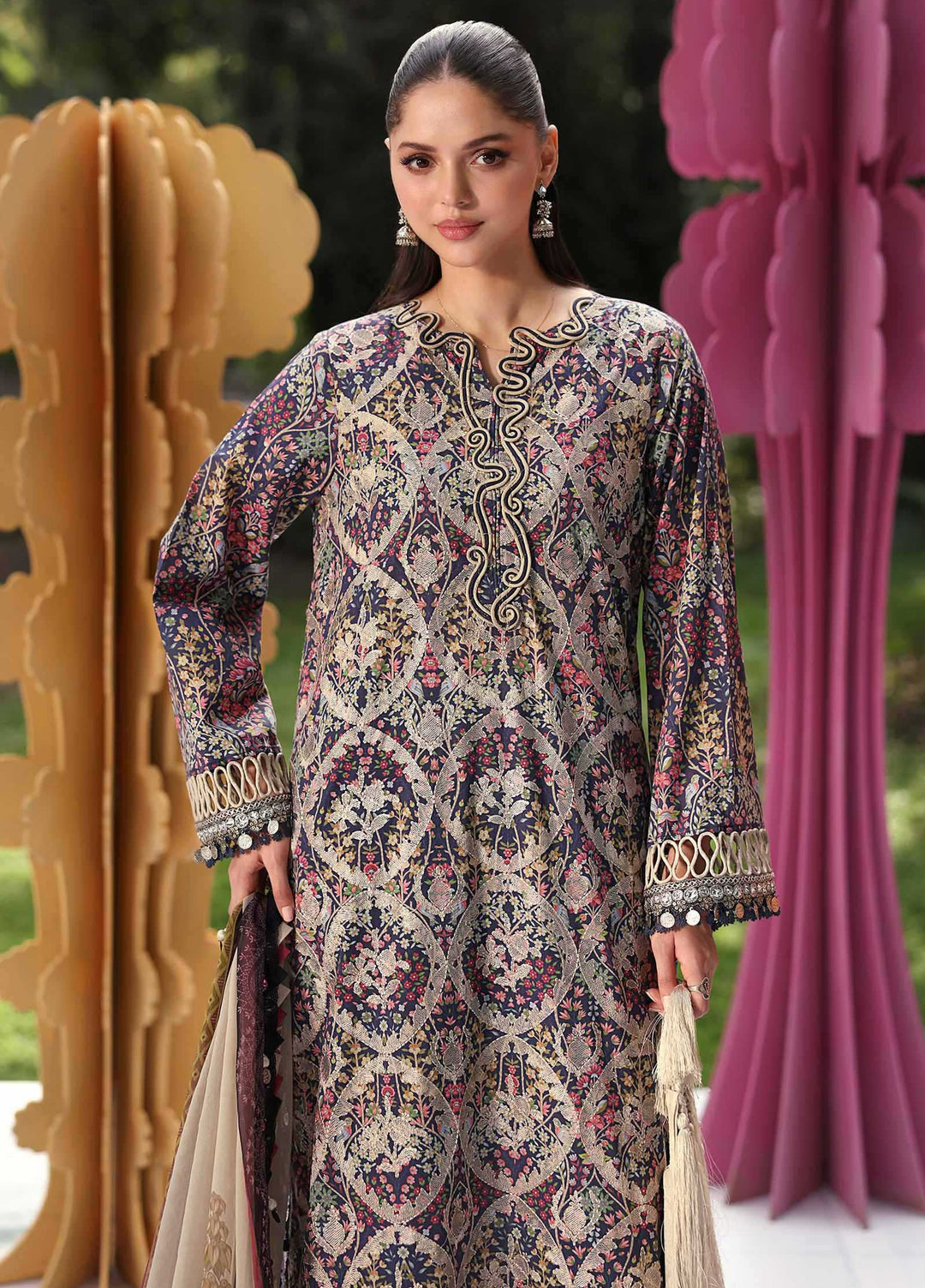 M Prints by Maria B Unstitched Embroidered Lawn 3 Piece Suit MB26UME 3B - Eid Collection