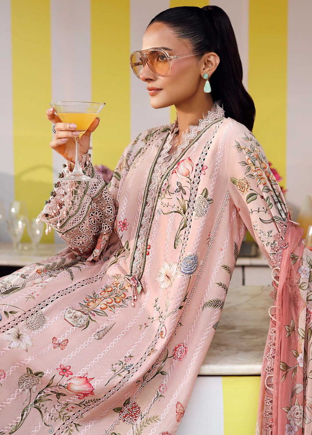 M Prints by Maria B Unstitched Embroidered Lawn 3 Piece Suit MB26UME 4A - Eid Collection