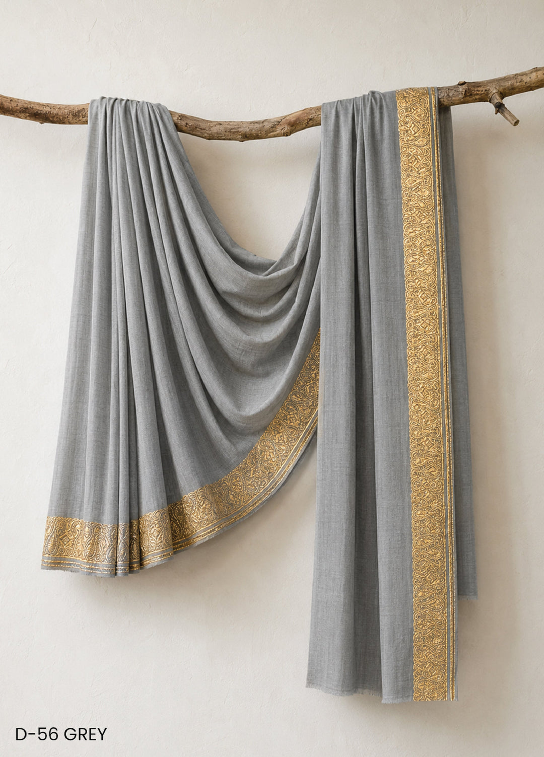 Sanaulla Exclusive Range RTW Embroidered Woven Shawl Suit D-56 GREY - Winter Collection