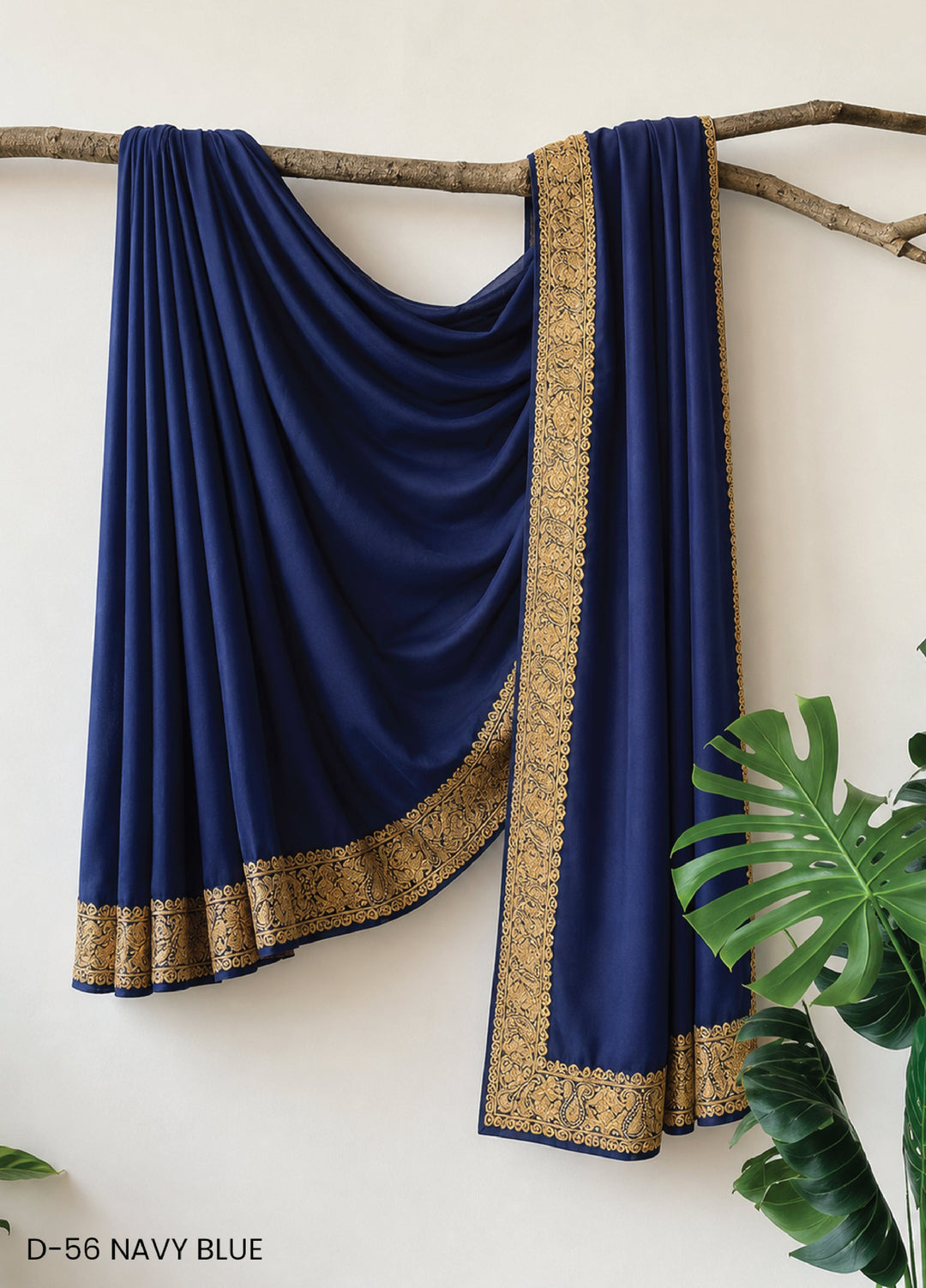 Sanaulla Exclusive Range RTW Embroidered Woven Shawl Suit D-56 NAVY BLUE - Winter Collection
