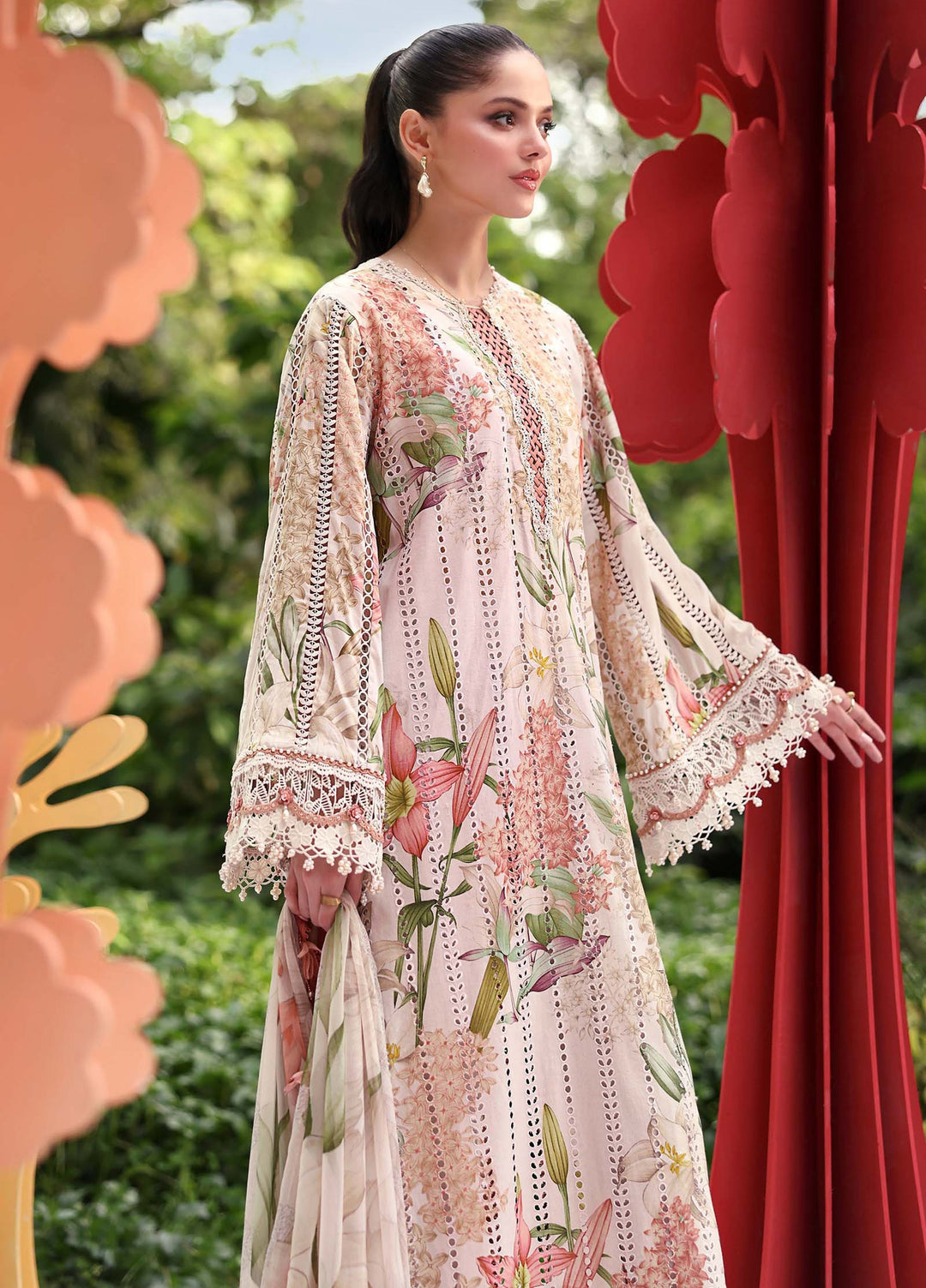 M Prints by Maria B Unstitched Embroidered Lawn 3 Piece Suit MB26UME 6A - Eid Collection