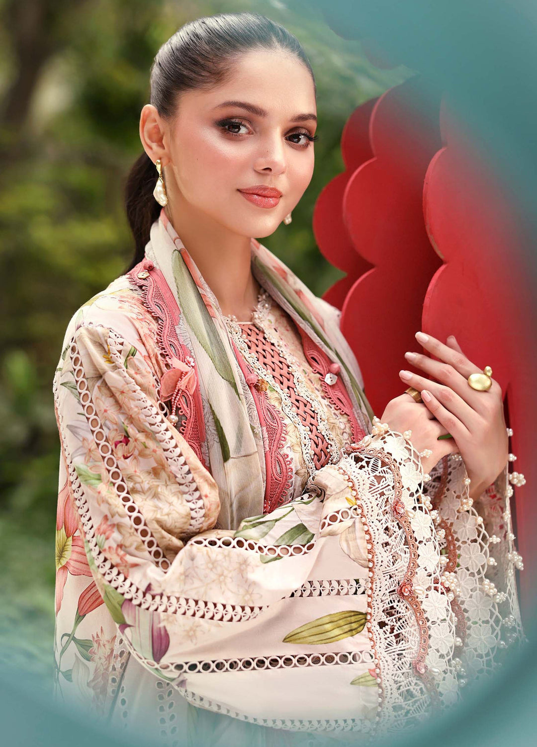 M Prints by Maria B Unstitched Embroidered Lawn 3 Piece Suit MB26UME 6A - Eid Collection