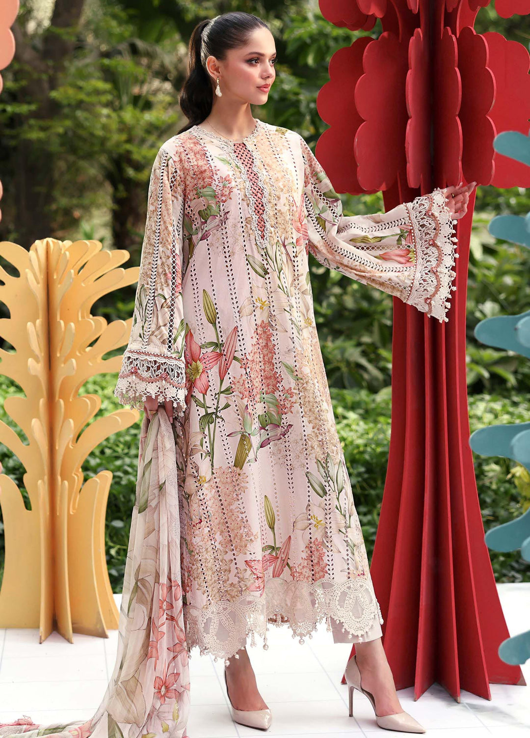 M Prints by Maria B Unstitched Embroidered Lawn 3 Piece Suit MB26UME 6A - Eid Collection