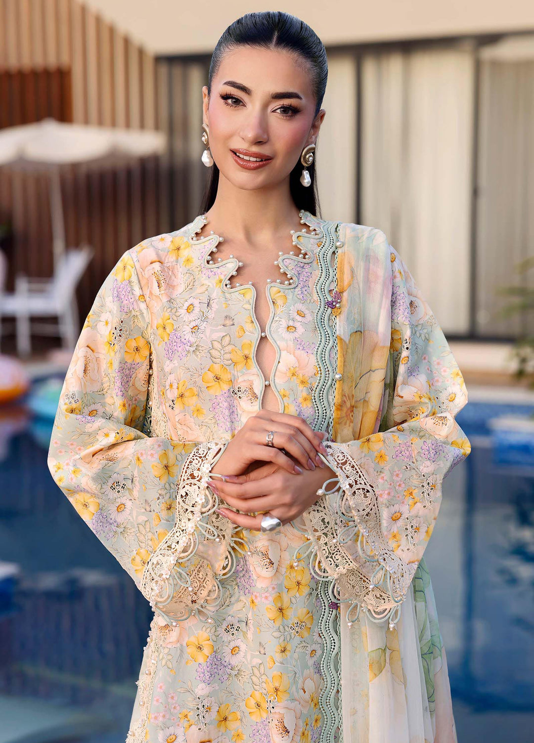 M Prints by Maria B Unstitched Embroidered Lawn 3 Piece Suit MB26UME 7A - Eid Collection