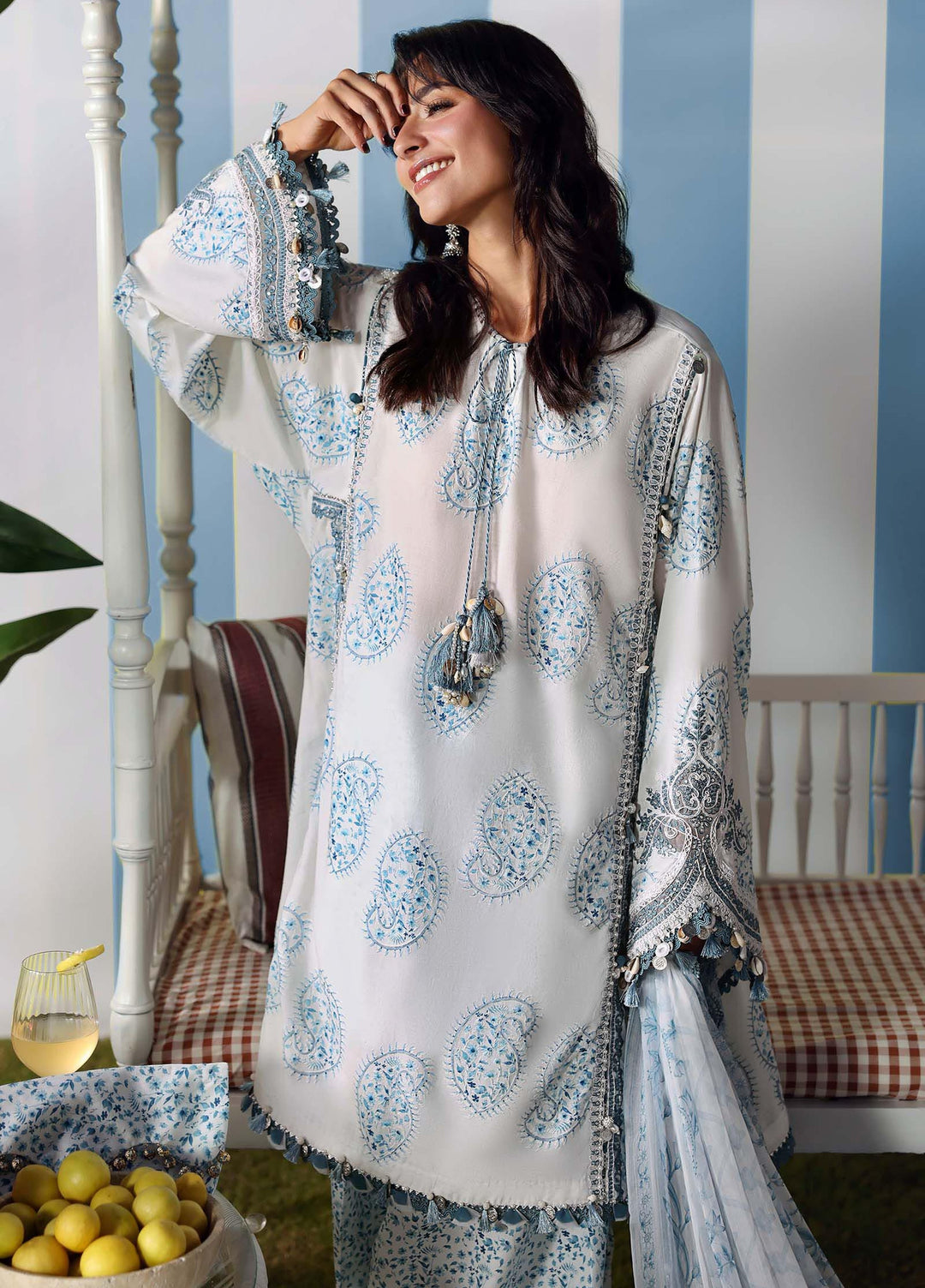 M Prints by Maria B Unstitched Embroidered Lawn 3 Piece Suit MB26UME 9A - Eid Collection