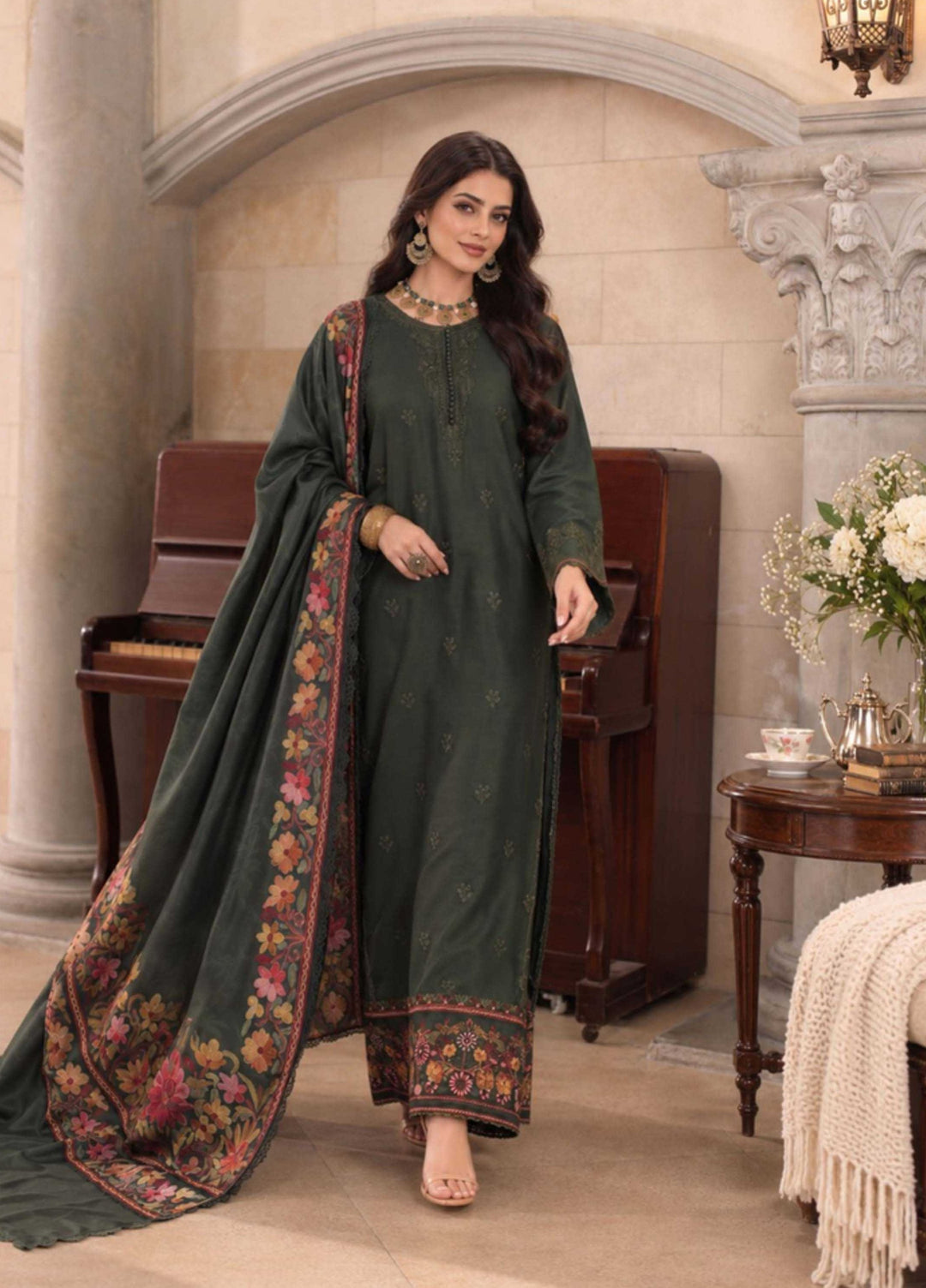 Noor by Saadia Asad Unstitched Embroidered Linen 3 Piece Suit SA26UNL D2 B - Winter Collection