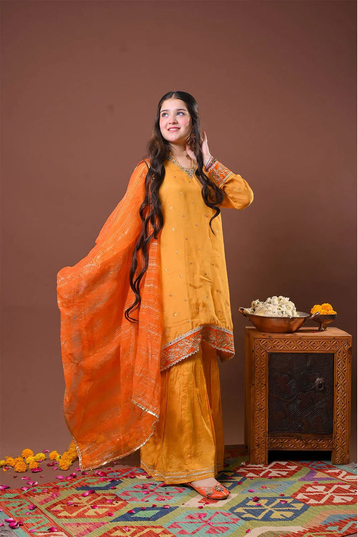 Senorita Girls Solids Chiffon Silk 3 Piece Suit GDD-03153 - Casual Collection