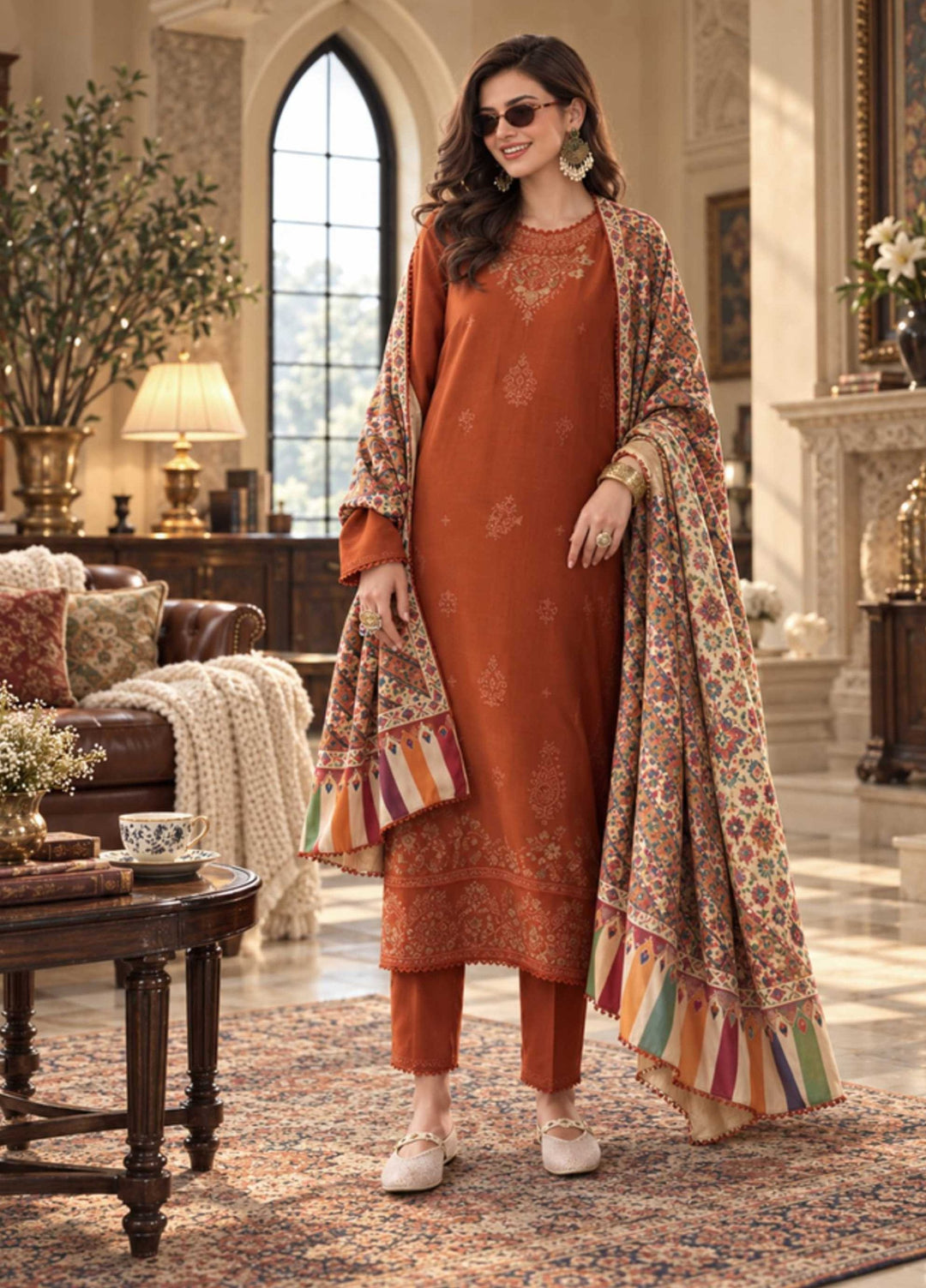 Noor by Saadia Asad Unstitched Embroidered Linen 3 Piece Suit SA26UNL D10 B - Winter Collection