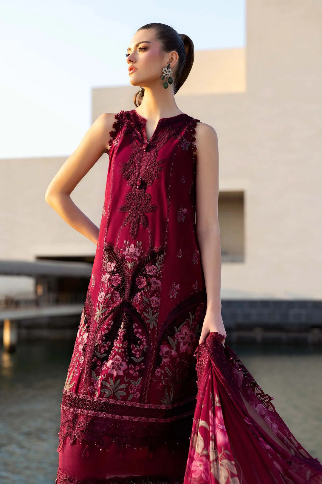 Maria B Unstitched Embroidered Luxury Lawn 3 Piece Suit MB26UEL 11B - Eid Collection